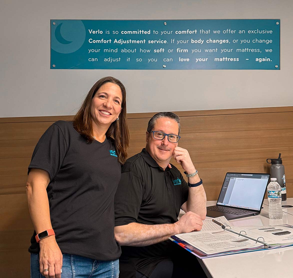 owners of verlo mattress of doral, fl smiling for a photo