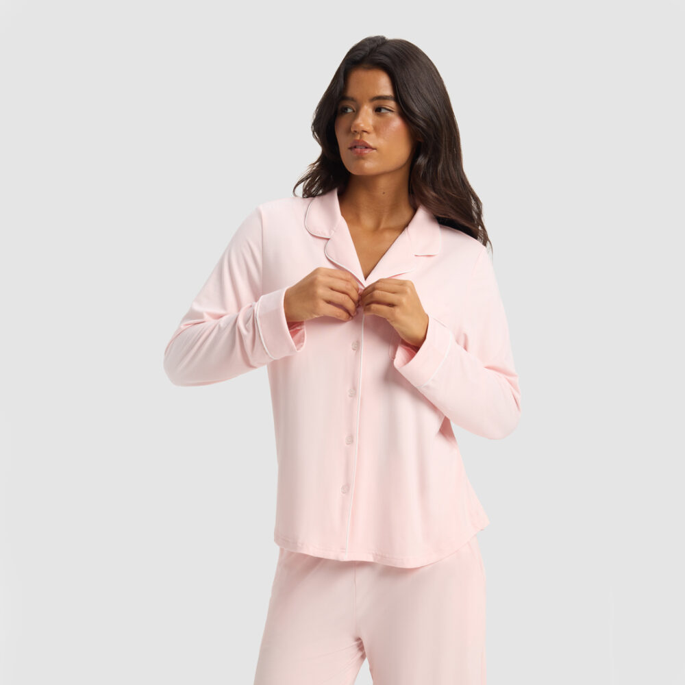 Cozy Earth Women's Bamboo Stretch-Knit Classic Long Sleeve Pajama Top
